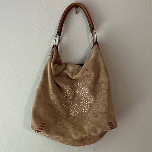 Vintage Y2K Lucky Brand suede peace sign shoulder bag